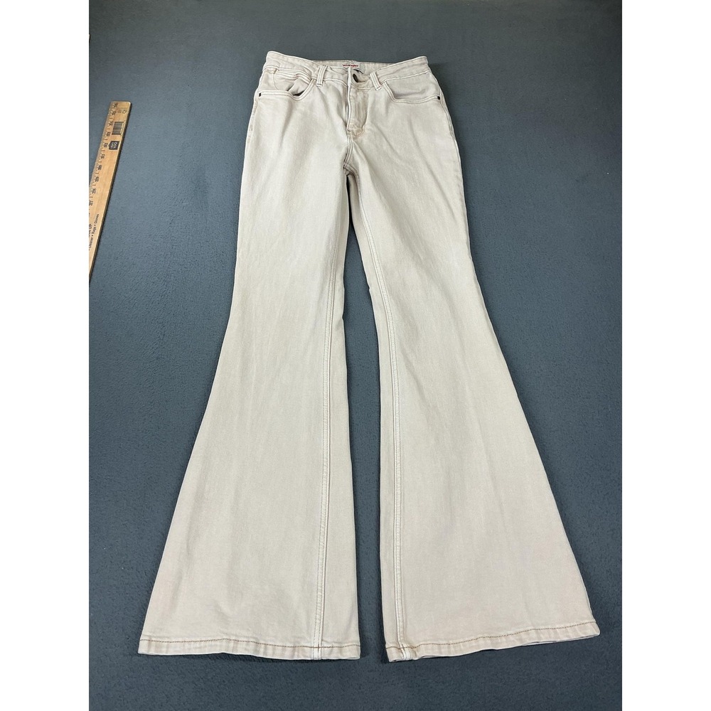 Wrangler Jeans Womens 0 Beige High Rise Fierce Flare Stretch Denim 25x32